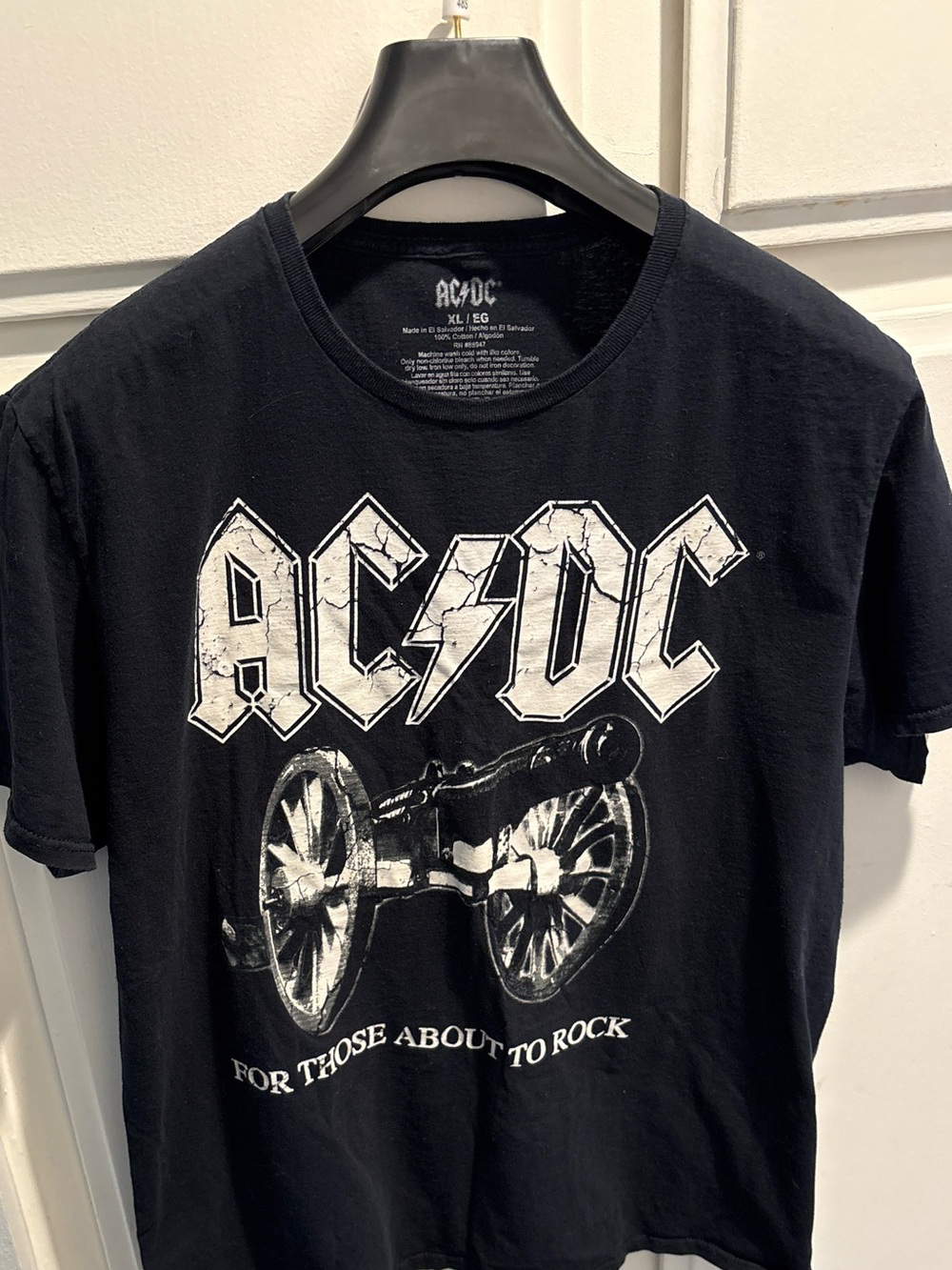 AC/DC Black Kids Short Sleeve Tee with White Graphic